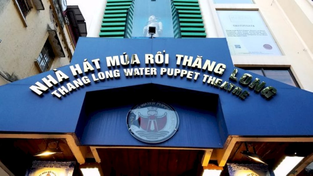 Outside Thang Long Water Puppetry Theater located on Dinh Tien Hoang Street 